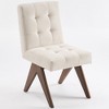 YOUNIKE Modern Upholstered Chair Dining Room Armless Kitchen Chairs Set of 4 Linen Fabric Chair Vanity with 4.7" Thick Cushion Wood V-Leg - 2 of 4