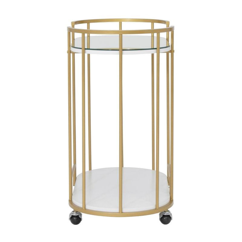 Pavillion 2 Tier Oval Bar Serving Cart Shelves with Glass Mirror Gold - studio designs, 5 of 15