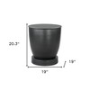 HomeRoots 20" Black Iron Round Pedestal End Table - 3 of 4
