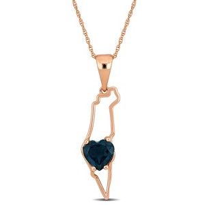 EVERLY JEWELRY | 10k Rose Gold 1 1/3 CT TGW London Blue Topaz Fashion Pendant With Chain, 17 inc - 1 of 4