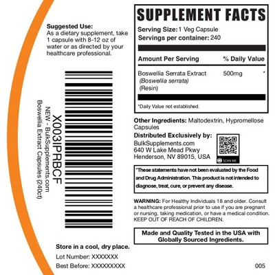 BulkSupplements Boswellia Serrata Extract Capsules
