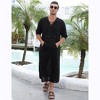 Men's Long Sleeve Kaftan Side Split Long Gown Linen Robe Long Gown Casual Shirt for Beach, Summer - 3 of 4