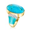 Ross-Simons Turquoise and 0.22 ct. t.w. Diamond Ring With Enamel in 18kt Gold Over Sterling - 3 of 4