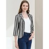 Allegra K Women's Striped 3/4 Sleeves Open Front Casual Notched Lapel Blazer - 2 of 4