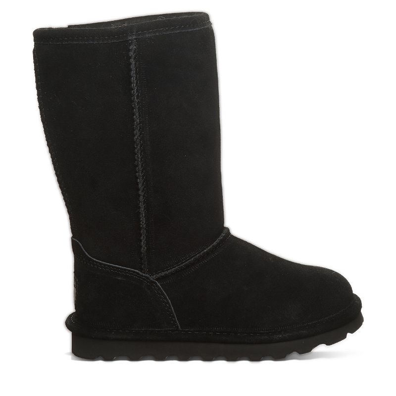 BEARPAW Elle Tall Youth Black Size 1 | Youth's Boot Classic Suede | Youth's Slip On Boot | Comfortable Winter Boot