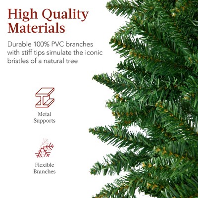 9ft Green Synthetic Spruce Pencil Christmas Tree with Metal Stand