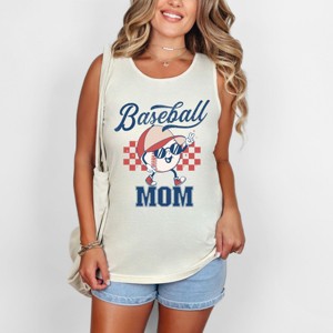 Simply Sage Market Women's Baseball Mom Checkered Garment Dyed Heavy Weight Tank - 1 of 3