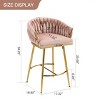 26" Velvet Barrel Back Counter Bar Stool with Hand-Wave Back,Gold Base & Footrest for Kitchen Island or Vanity-Baofuwish - 4 of 4