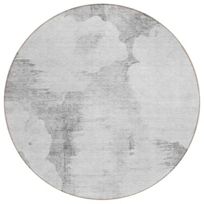Silver Gray And Pewter Abstract Washable Indoor Outdoor Area Rug