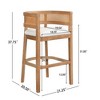 Christopher Knight Home Set of 2 Alaia Contemporary Rubberwood Upholstered with Curved Rattan Back Counter Height Barstools Oak - 3 of 4