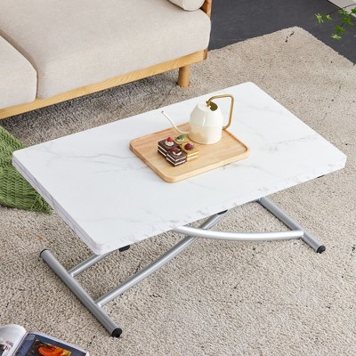 NicBex Modern 43.3" Rectangle Coffee Table with Adjustable Legs and Metal Frame for Living Room and Bedroom