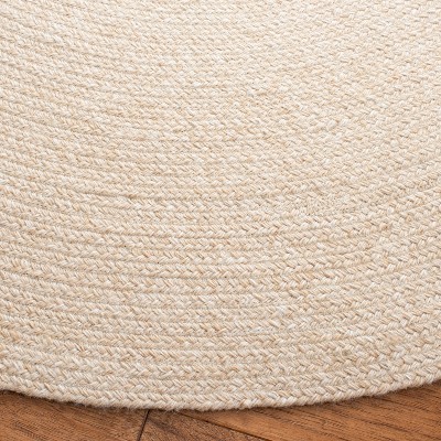 Beige Braided Handwoven Round Synthetic Area Rug