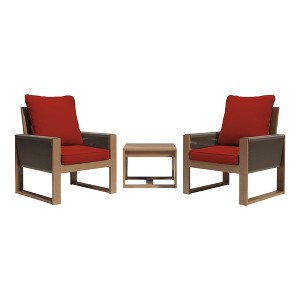 YARDSIGHT 3-Piece Outdoor Patio Conversation Set with Cushions, Rope Woven Armchairs & Side Table - 1 of 4