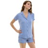 Jaclyn Short Sleeve Ribbed Notched Collar Top & Shorts 2 Piece Pajama Set (Juniors & Women) - 3 of 4