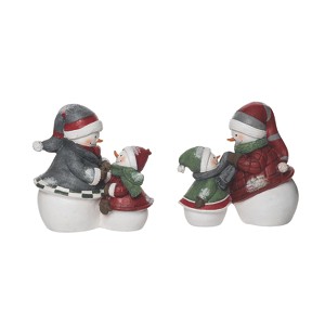 Transpac Resin Quilted Snowman Friends Figurine Set of 2 Christmas Home Decorations - 1 of 1