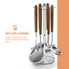 SKONYON Premium 7-Piece Stainless Steel Kitchen Utensil Set with Wooden Handles and Holder for Cooking and Serving - 4 of 4