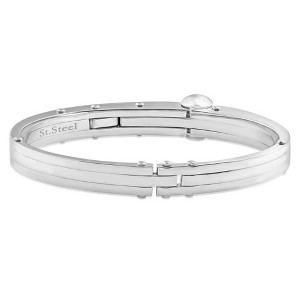 Pompeii3 Men's Steel Polished Latched 8" 10mm Cuffed Bracelet - 1 of 3