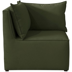 French Seamed Corner Chair in Velvet Dark Green - Cloth & Co.