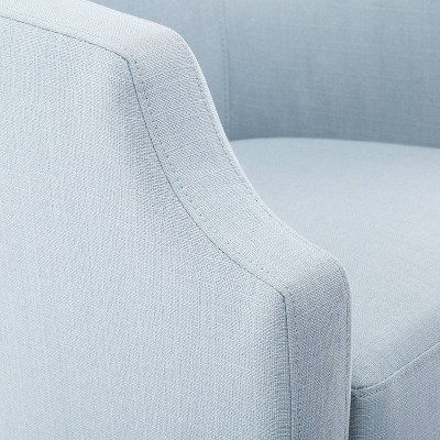 Sky Blue Transitional Swivel Barrel Accent Chair in Polyester