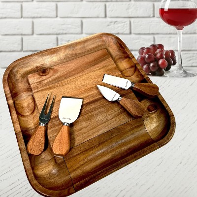 Picnic at Ascot Personalized  Large Acacia Charcuterie Board with Cheese Knife Set