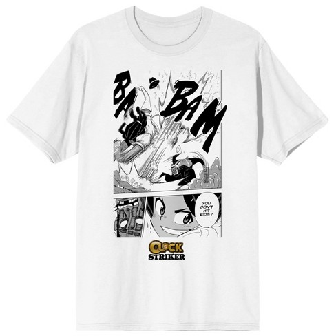 Saturday AM Clock Striker Manga Page Cast Defeating Enemy Men's White Short Sleeve Tee - image 1 of 3