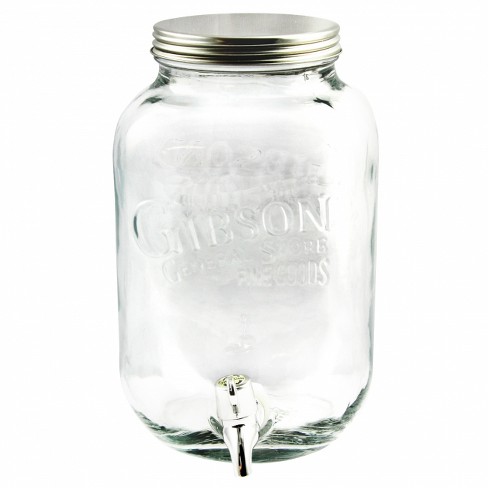 Gibson Home Chiara 2-Gallon Glass Mason Jar Dispenser, Blue