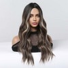 Jessie's Wig 22 Inch Long Wavy Synthetic Wigs Brown Blonde Highlight With Black Roots 1 Pc/Pack - 4 of 4