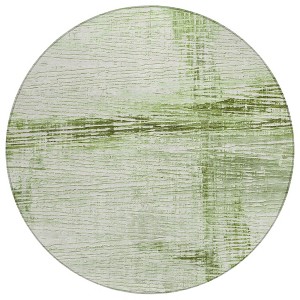 Artichoke Green And Ivory Striped Washable Indoor Outdoor Area Rug - 1 of 4