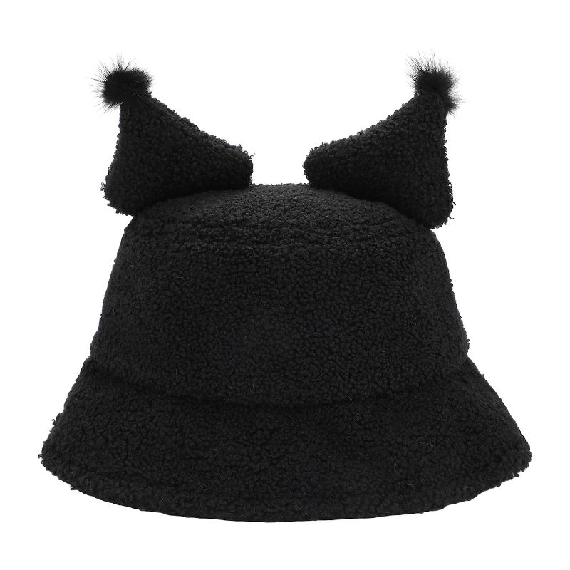 Kuromi Short Fur Novelty Ears Bucket Hat with Woven Label, 2 of 5