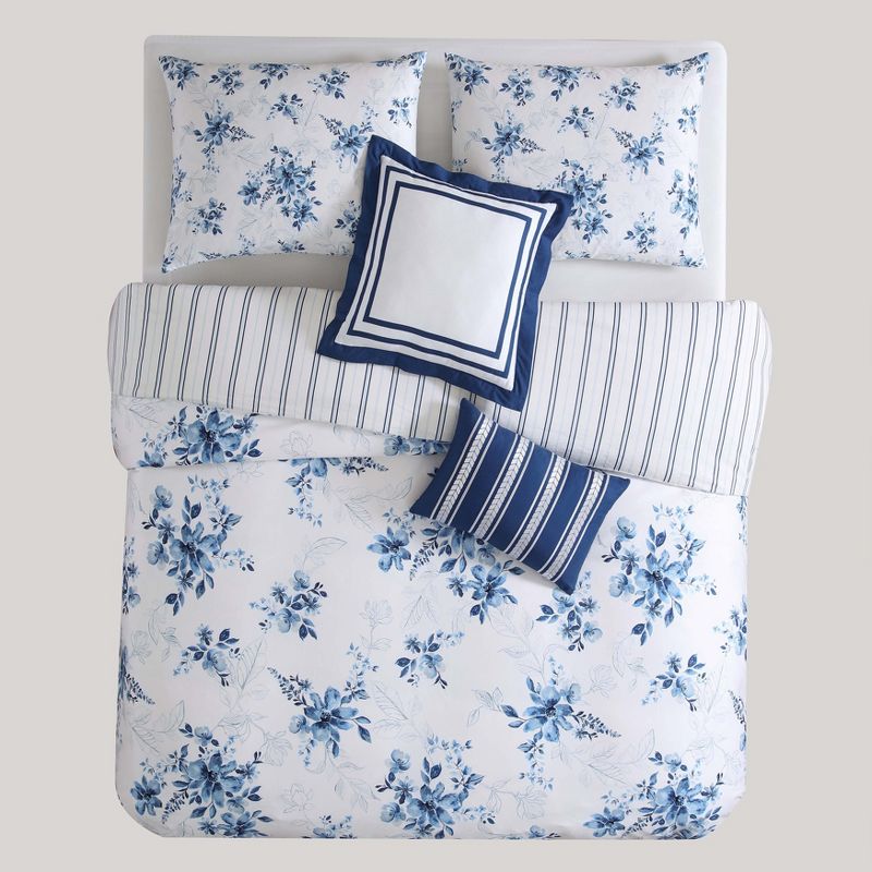 Bebejan Blue Art 100% Cotton 5-Piece Reversible Comforter Set, 5 of 10