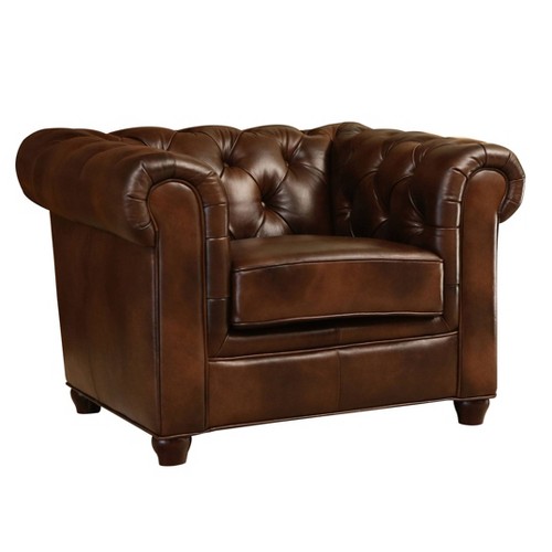 Keswick Tufted Leather Armchair Brown - Abbyson Living