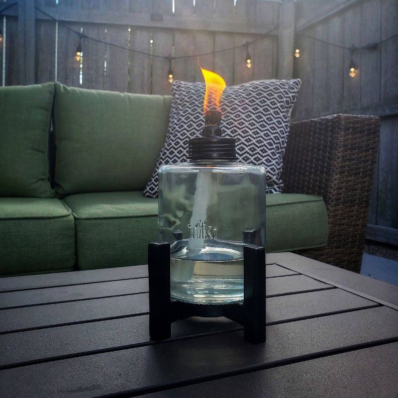 TIKI Elevated Tall Glass Tabletop Outdoor Torch, 6 of 7