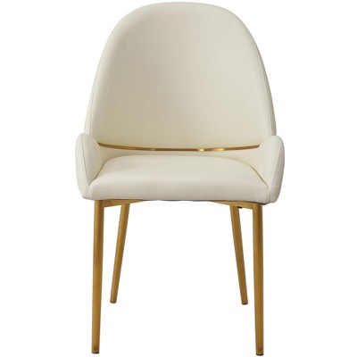 NicBex Set of 2 Dining Chair Mid-Century Upholstered PU Leather Side Chair with Gold Metal Legs for Kitchen,Dining Room,Beige