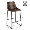 Tangkula Set of 4 Bar Stool Faux Suede Upholstered Kitchen Dining Chair w/Metal Legs Grey/Brown - 4 of 4
