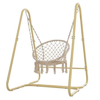 Hammock Chair with Stand,Heavy Duty Hanging Chair with Stand,Hanging Swing Chair with Metal Frame for Living Room Garden Balcony Max Load 220 LBS