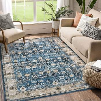 WhizMax Machine Wash Rug Area Rug Bohemian Accent Rug for Living Room Bedroom Rug