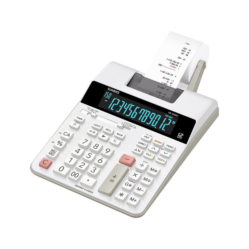 Casio (HR-300RC) 12-Digit Printing Calculator White, 1 of 3