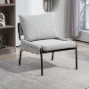 Akoasm Modern Comfortable Metal Accent Lounge Armchair with Braided Upholstery, Soft Cushion For Living Room & Bedroom-Grey - 3 of 4
