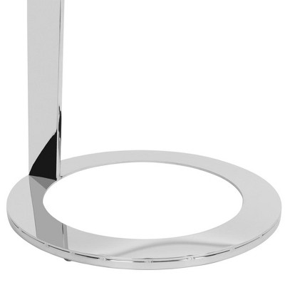 Round Chrome Metal and Glass End Table