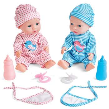 Kidoozie Just Imagine Care 'N Cuddle Twin Set for Pretend Play, Includes 2 Twin Dolls, Pacifiers, Bibs & Bottles, Ages 2+