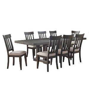 9pc Napa Dining Set Dusky Cedar - Steve Silver Co.: Farmhouse Style, Double Pedestal, Upholstered Chairs - 1 of 4