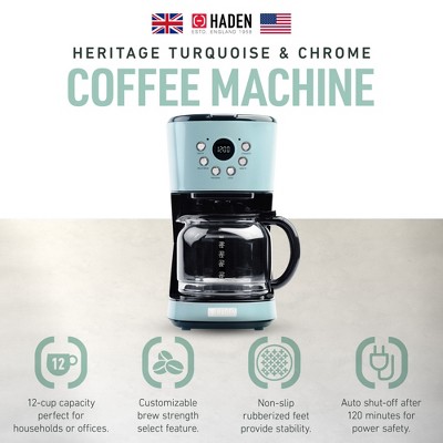 Turquoise Heritage 12-Cup Programmable Drip Coffee Maker with Strength Selector