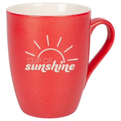 Elanze Designs Cup of Sunshine 10 Ounce Ceramic Laser-Etched Engraved Drinkware Mug, Metallic Crimson Red