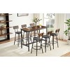 Oversart Pub High Dining Table 7 Piece Set, Industrial Style Pub Table, 6 PU Leather Bar Chairs for Kitchen Breakfast Table - 2 of 4