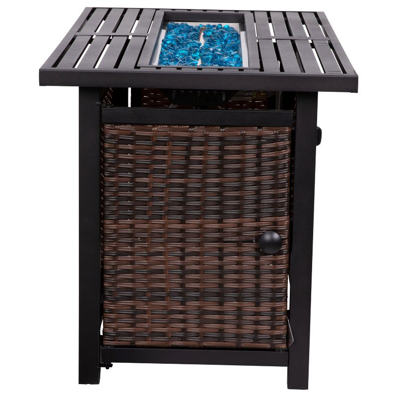 Flash Furniture Outdoor 50,000 BTU Fire Table with Steel Top and Wicker Base-Black/Espresso, 3 of 14