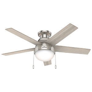 Hunter Anslee 46" Brushed Nickel Lighted Ceiling Fan with 5 Blades and Integrated LED for Contemporary Spaces - 1 of 1