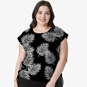 Calypsa Women's Plus Size Daphne Loose Fit UPF 50+ Swim Top - 1 of 2
