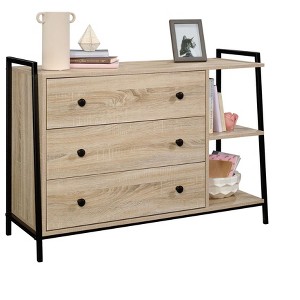 Sapphtopaz Modern Rustic Dresser with 3 Drawers & 3-Tier Open Storage Rack Versatile Storage Cabinet with Black Metal Frame for Bedroom,Entryway - 1 of 4