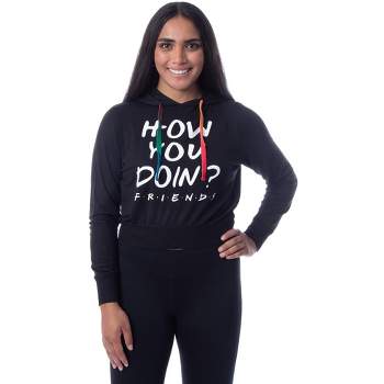 Friends Womens' How You Doin Cropped Tie Dye Drawstring Pullover Hoodie