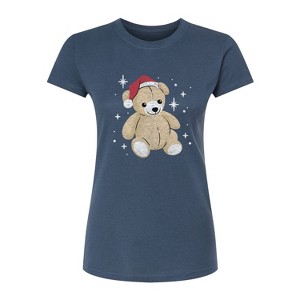 Women's - Instant Message - Christmas Teddy Bear Fitted Graphic T-Shirt - 1 of 3